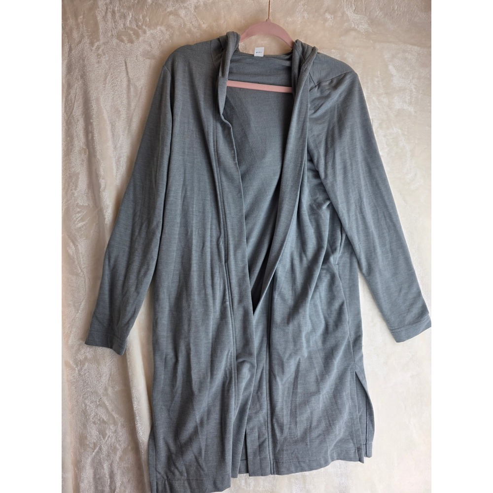 Old Navy Active Gray Hooded Open Front Longline‎ Cardigan Sweater Women's Medium